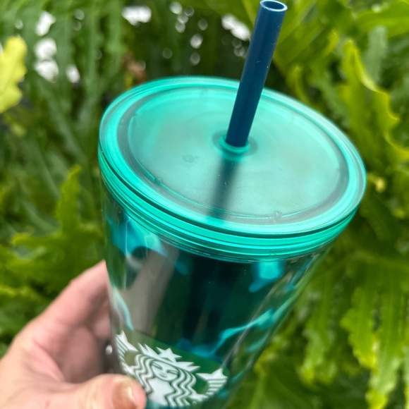 Starbucks Turquoise Green Wave Cold Cup Tumbler 24oz New 2020 Animal Print HTF - Picture 10 of 15